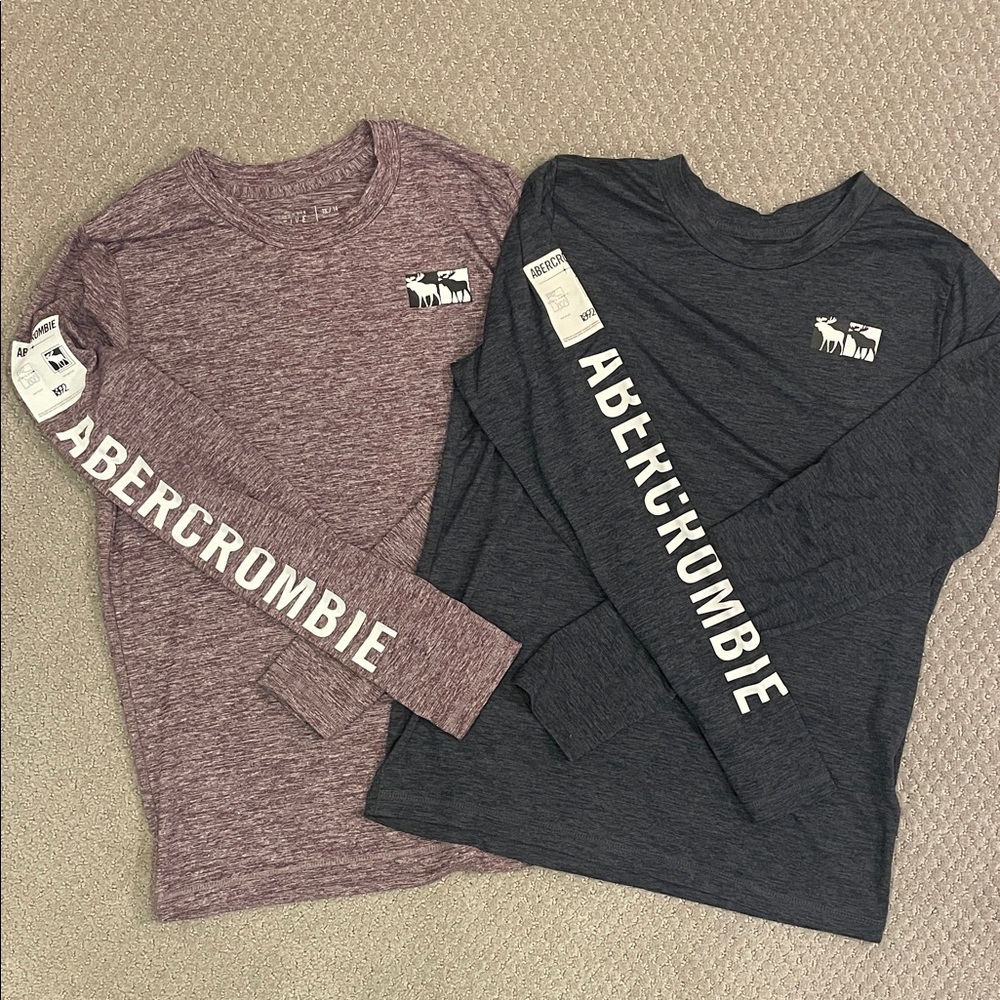 Abercrombie & Fitch Kids Long Sleeve Tees - Maroon and Dark Gray